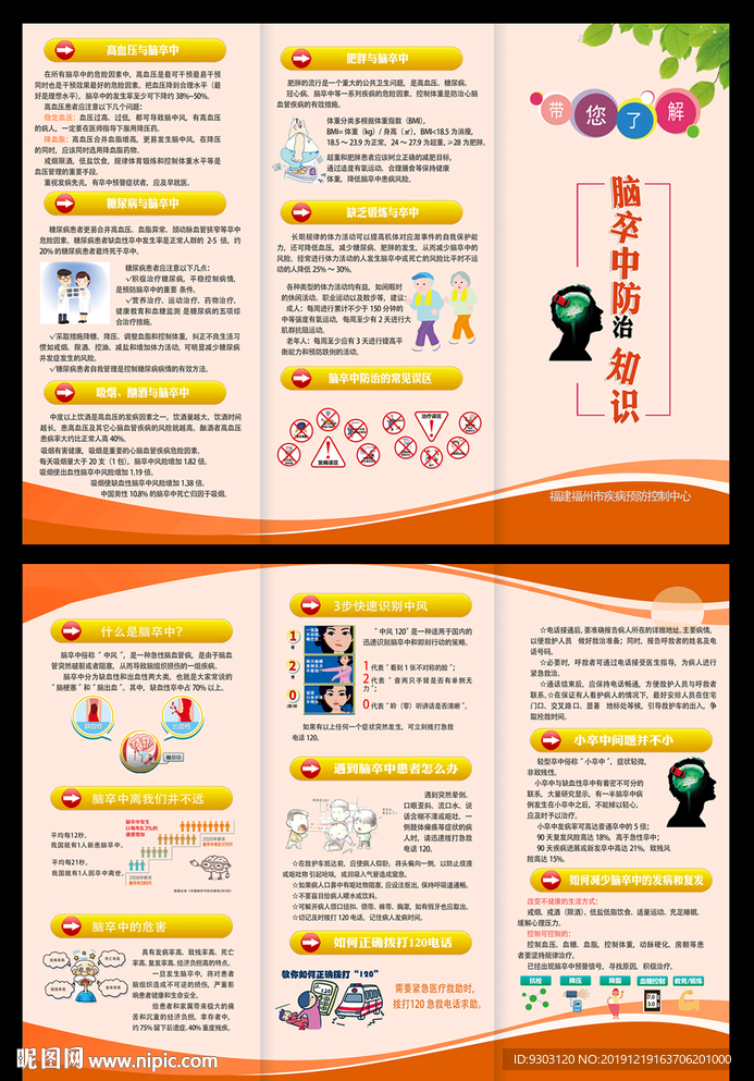 2019预防脑卒中三折页