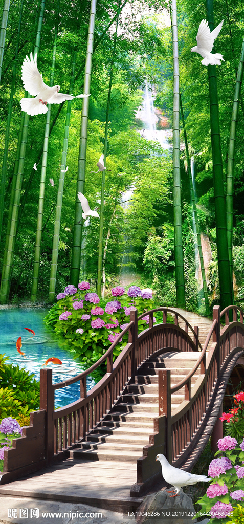 竹林竹海金桥富路风景玄关