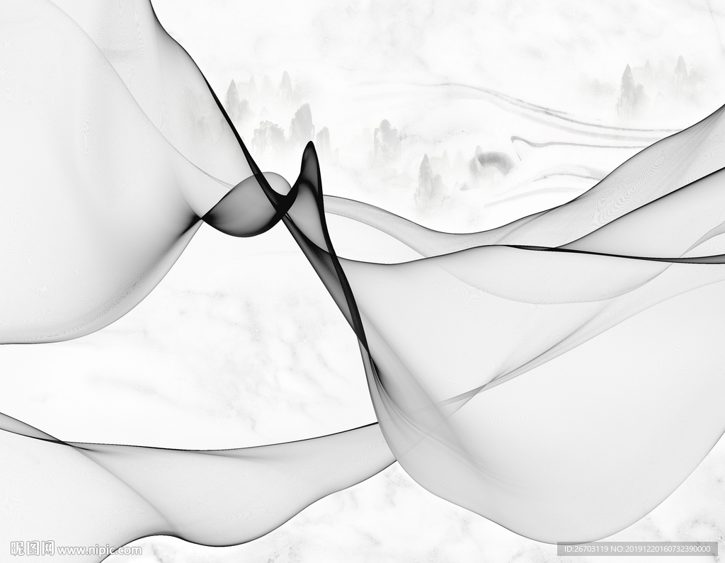 新款迷雾意境抽象山水电视背景墙