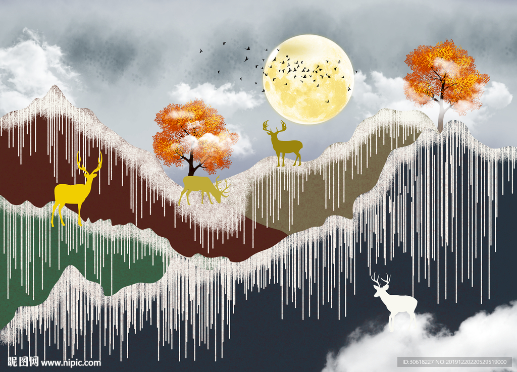 北欧轻奢背景墙装饰画