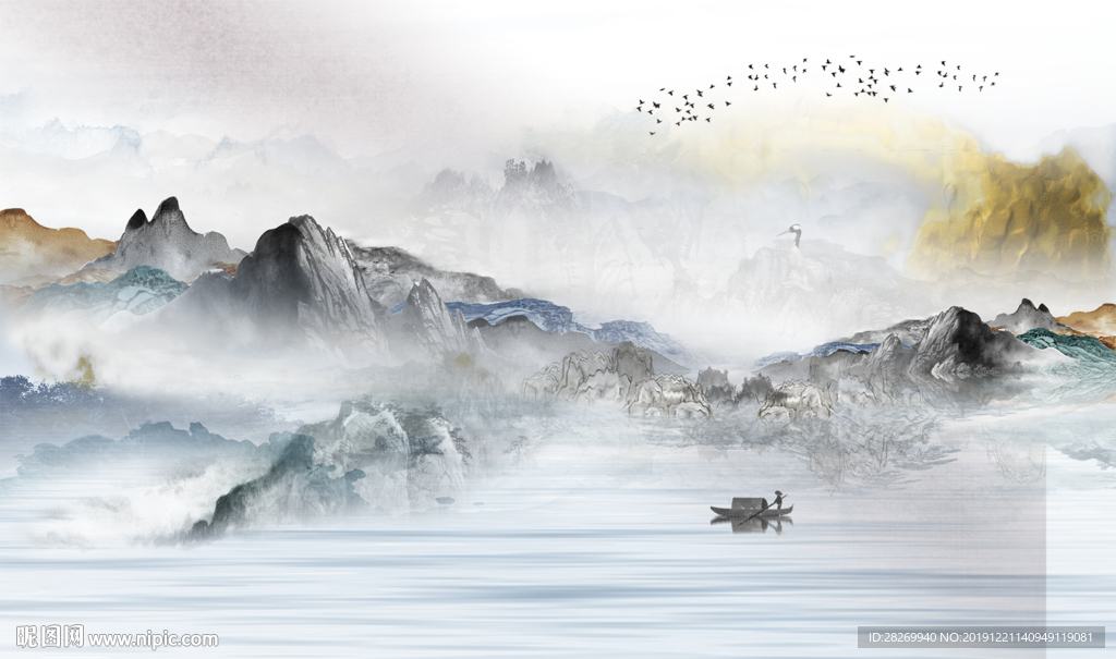 禅意水墨山