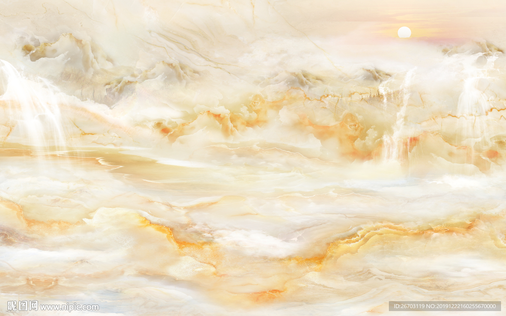 新款大理石纹山水画背景墙