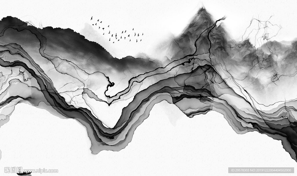 高档 山水新水墨画 TIF分层