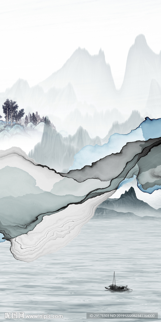 山水晶瓷玄关图 TIF分层