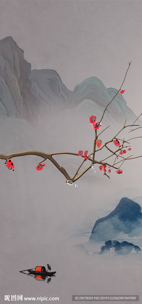 国画晶瓷玄关图 TIF分层