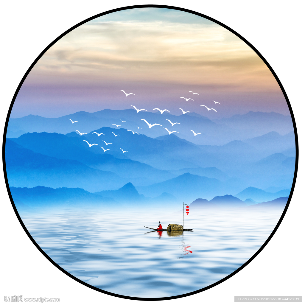新中式意境水墨山水客厅装饰画
