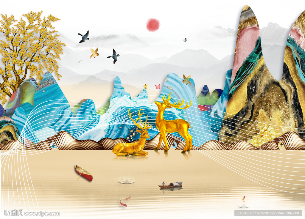 新中式轻奢背景墙