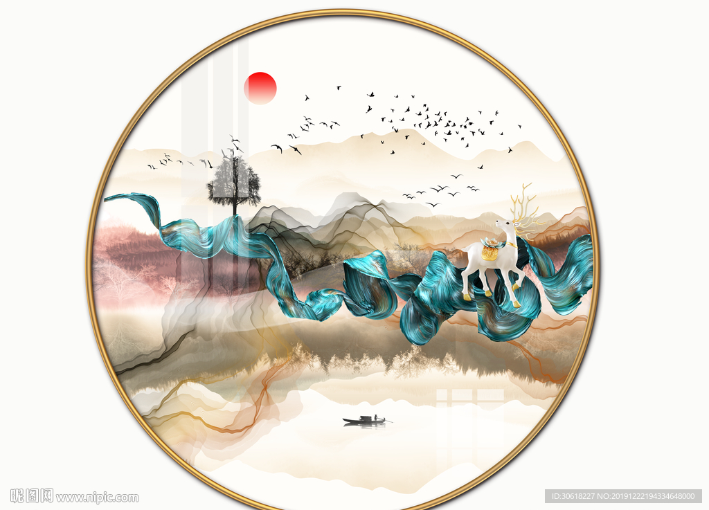 新中式轻奢背景墙装饰画
