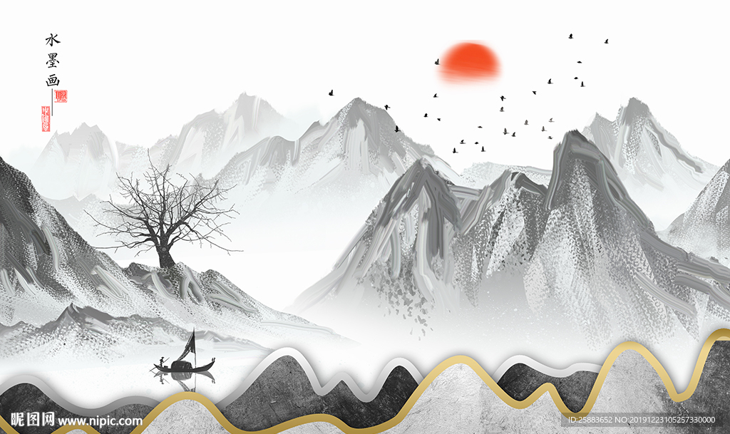 旭日东升电视背景墙