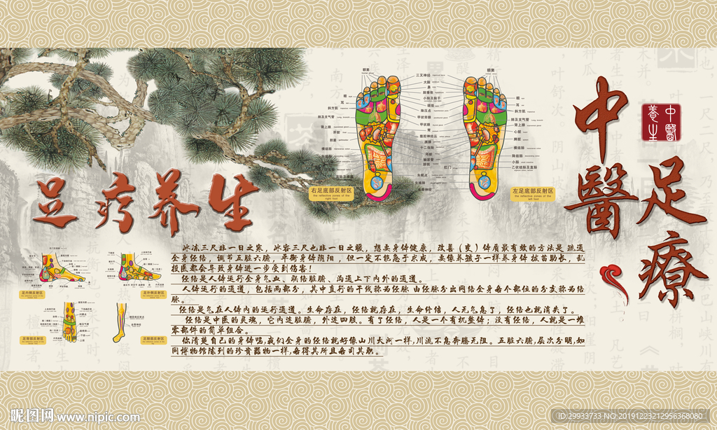 中医养生足疗背景墙