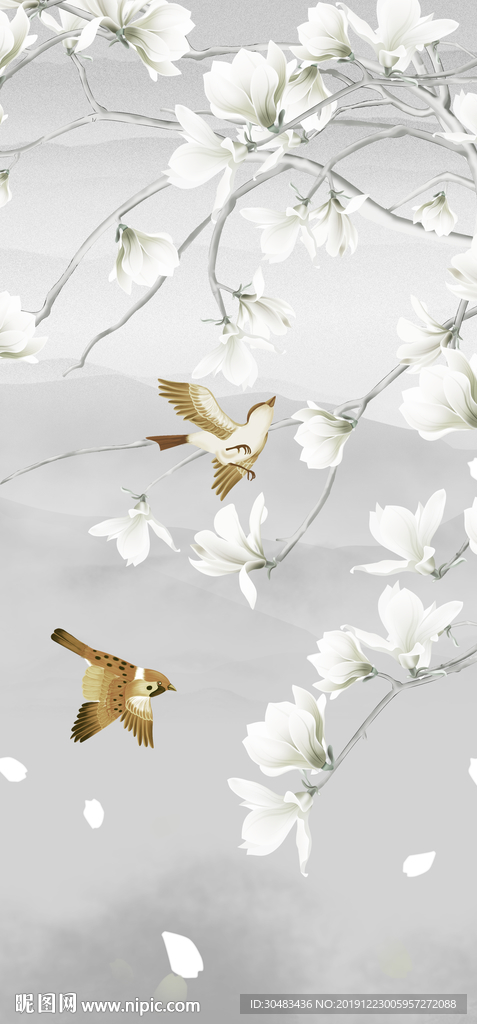 白色花鸟玄关