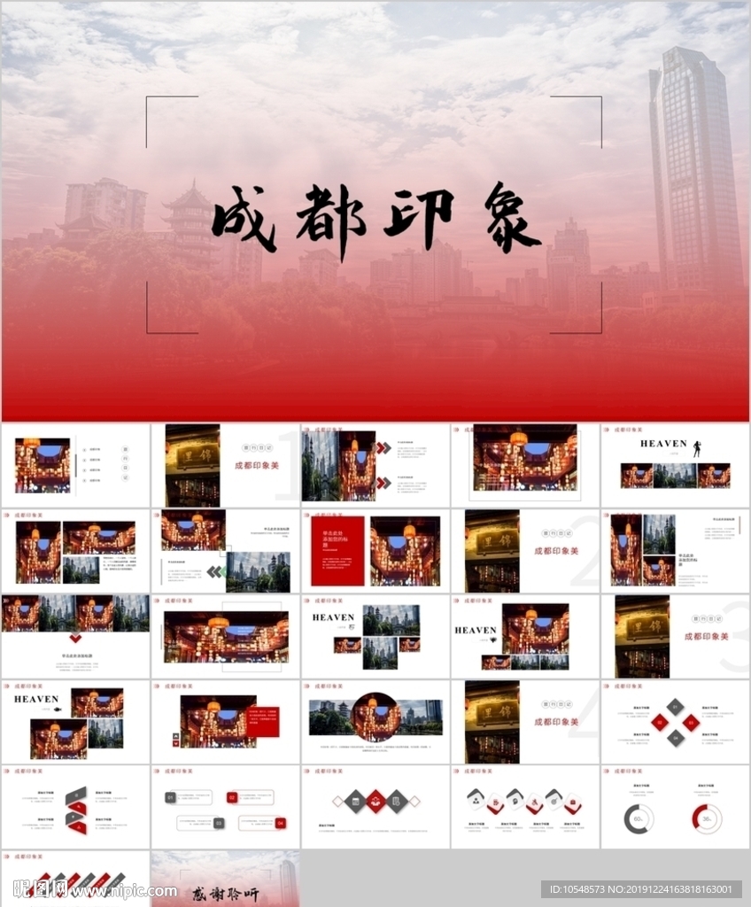 印象成都旅游旅行游玩ppt模板