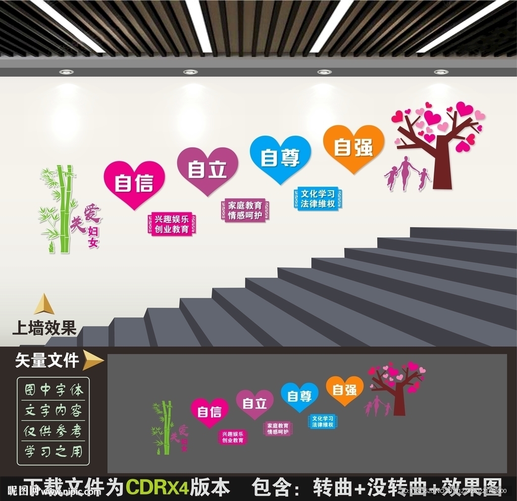 关爱妇女楼道文化墙