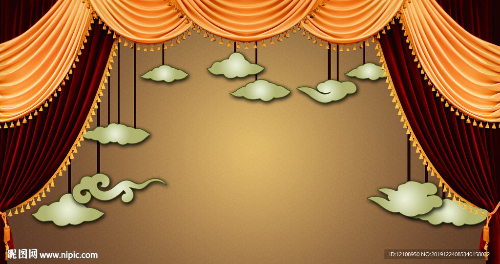 简约可爱云彩幕布