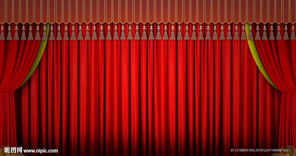 红色喜庆古典幕布