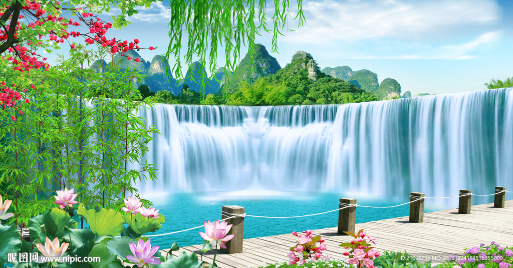 电视背景墙 山水风景