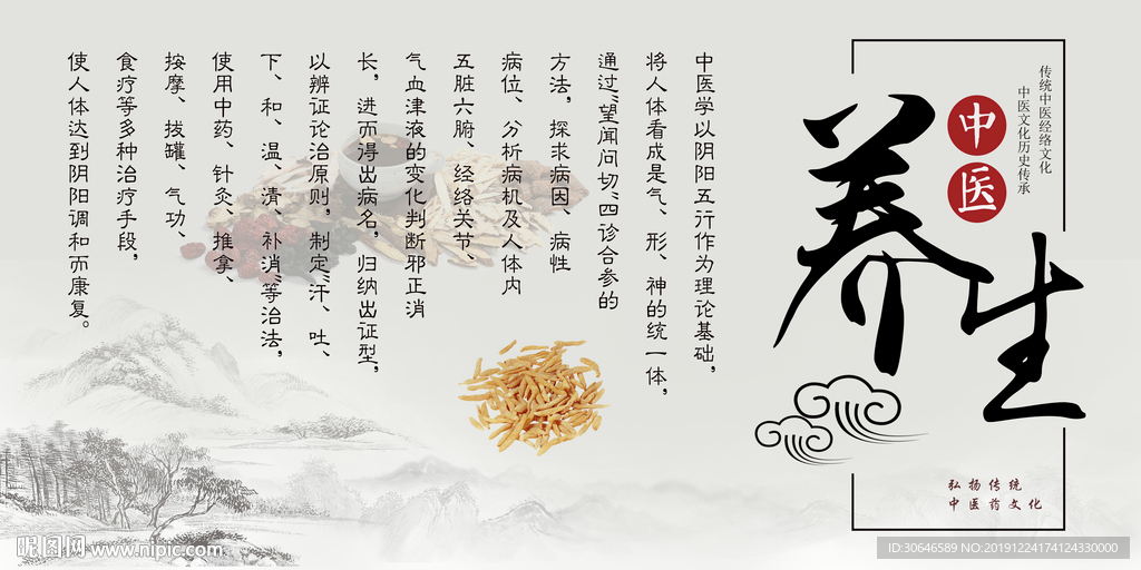 中医养生展板背景墙