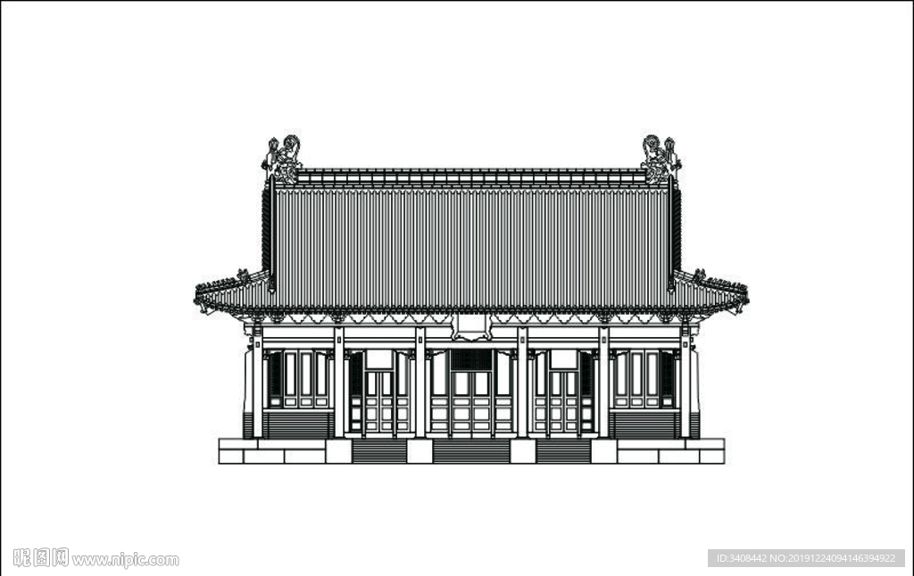 古建筑线描稿