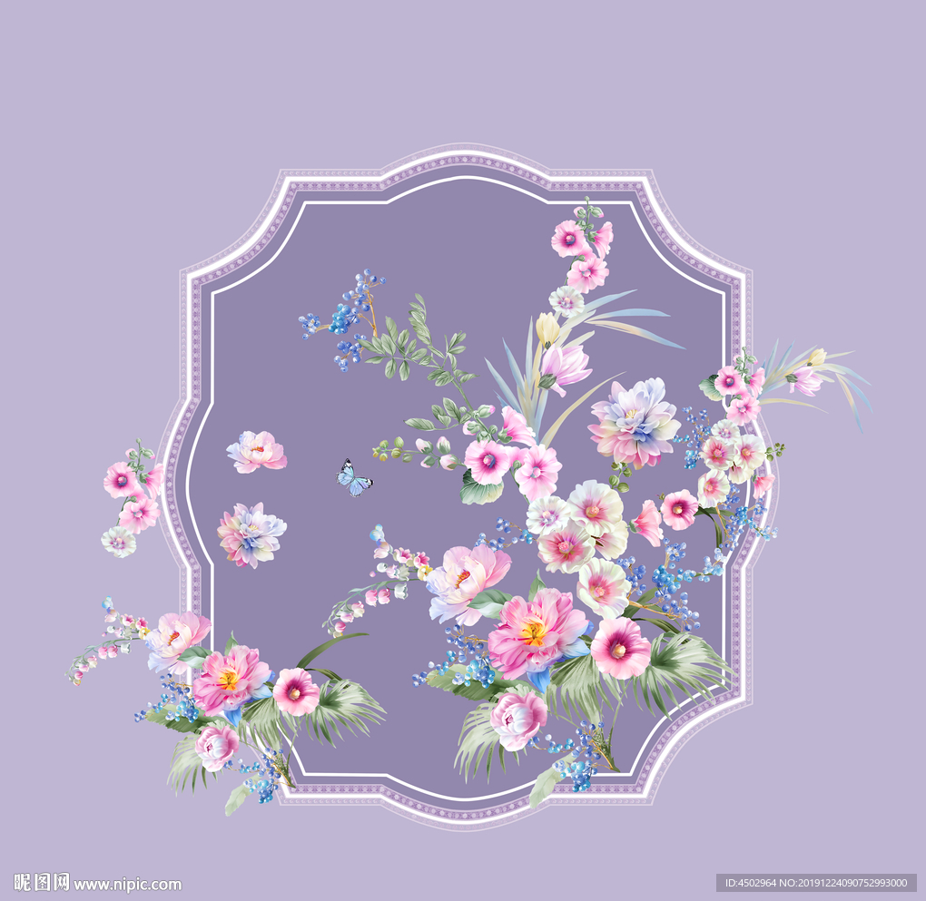 数码印花手绘花