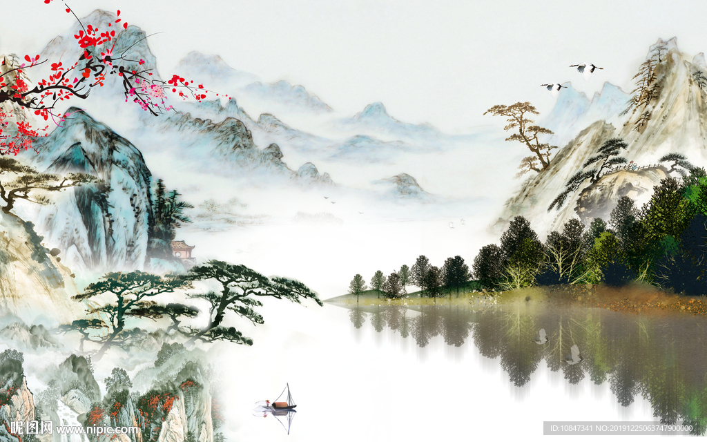 国画山水画高端画 TIF分层