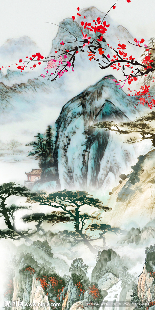 高清新山水背景画 TIF分层