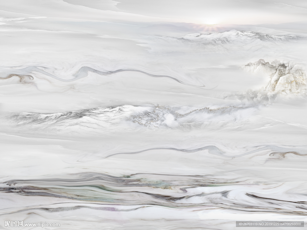 新款意境大理石纹山水画背景墙