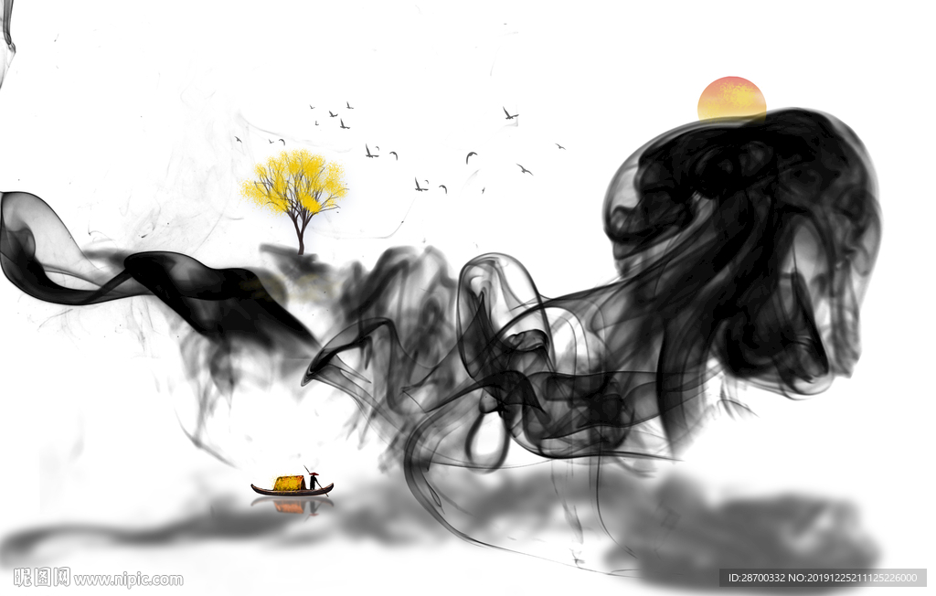 抽象水墨山水画