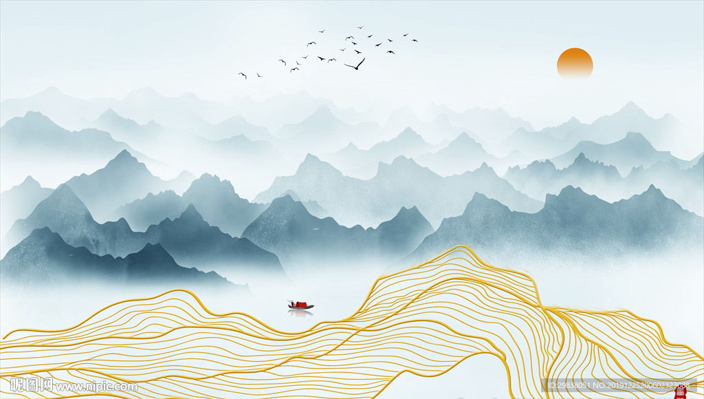 水墨山