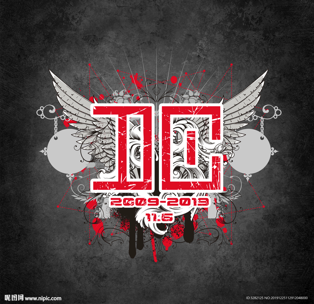 原创摇滚风DC10周年logo