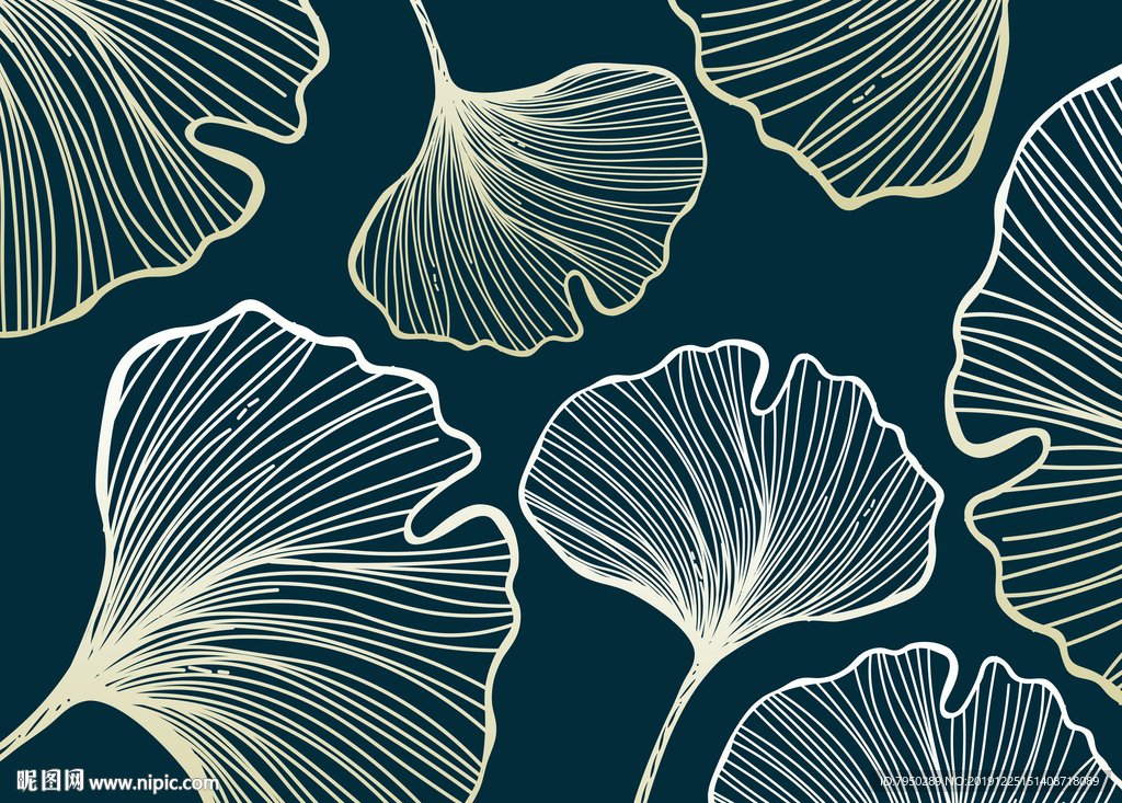 北欧银杏叶背景墙