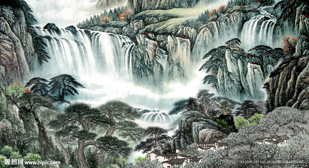 山水国画背景墙