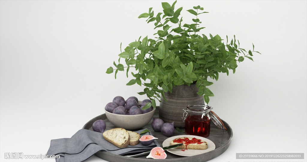 西餐桌上的植物装饰