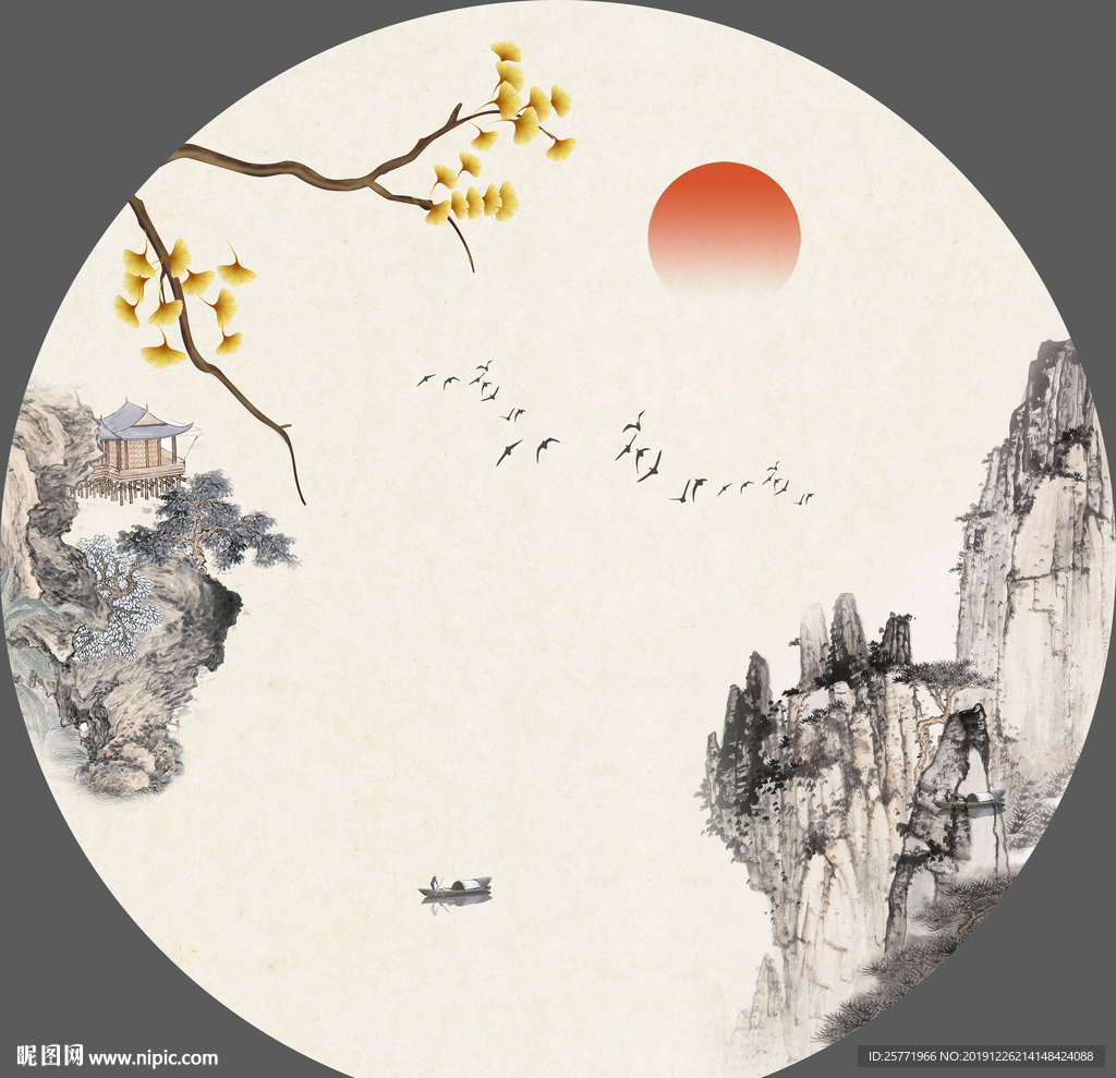 山水画花鸟水墨装饰画