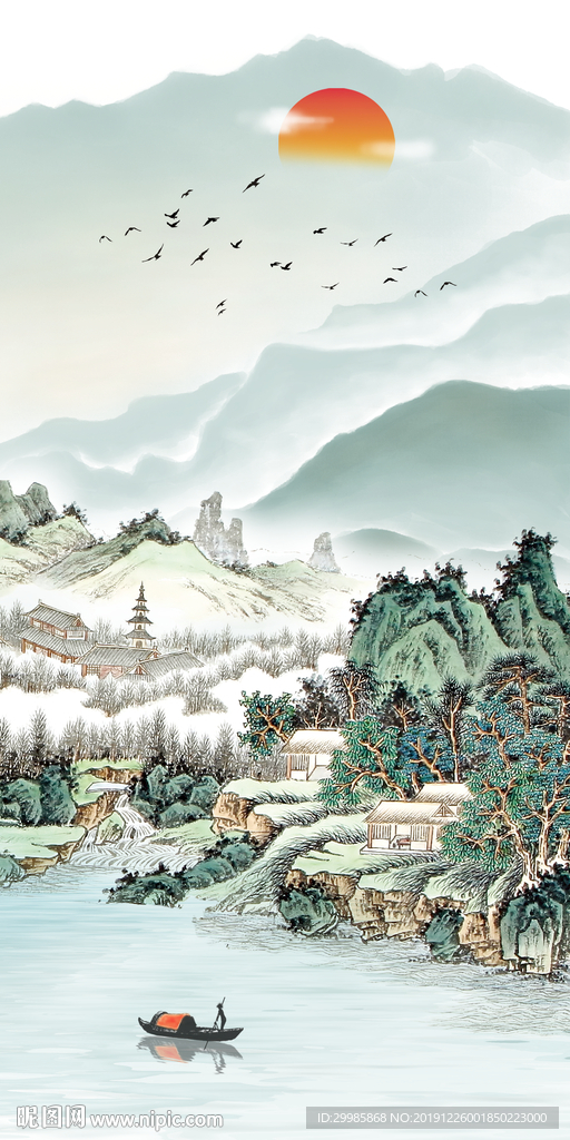 中国风山水高清画 tif分层