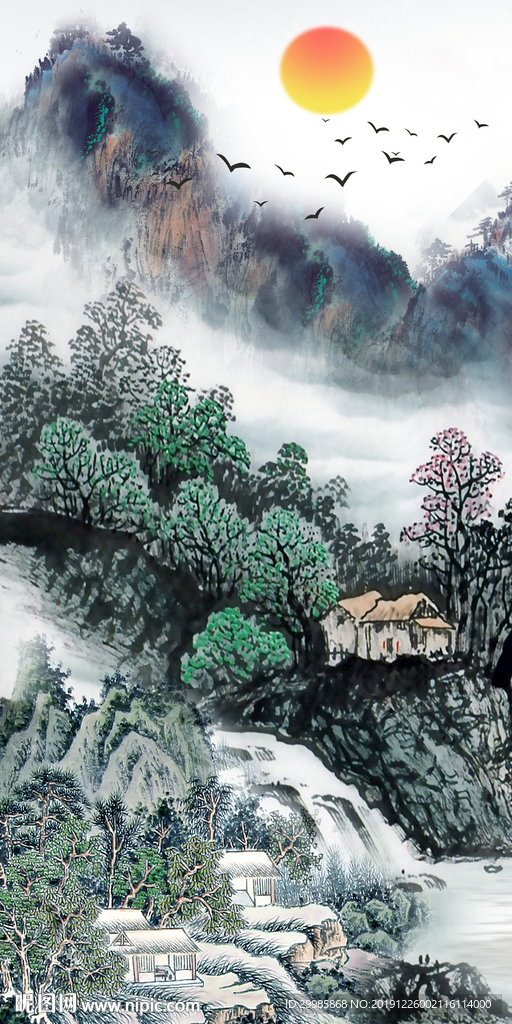国画 山水高清画 tif分层