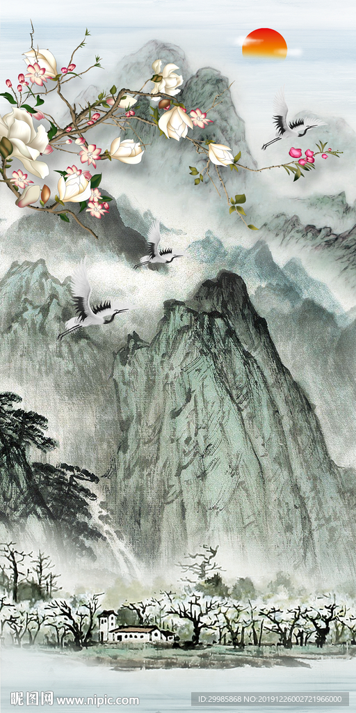 简约山水高清画 tif分层