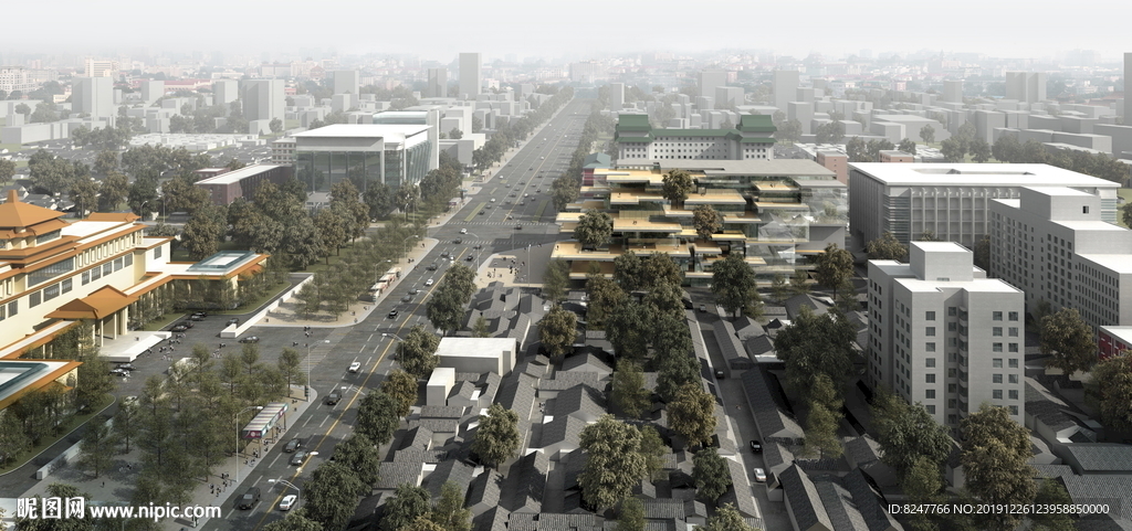 城市规划鸟瞰建筑效果图