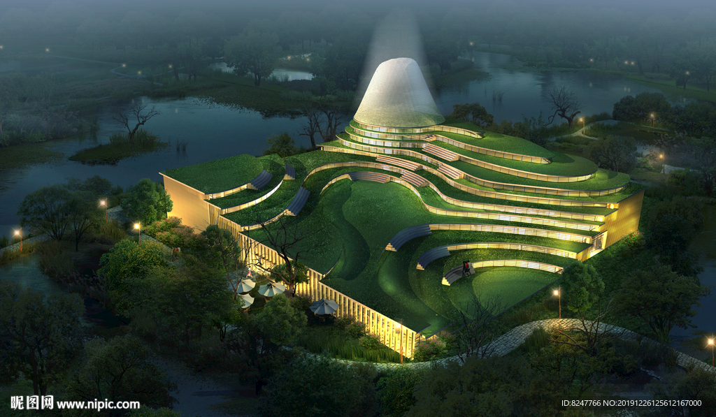 创意中心鸟瞰建筑效果图