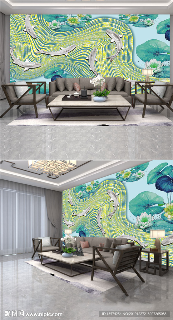 浮雕简约金色3D电视背景墙