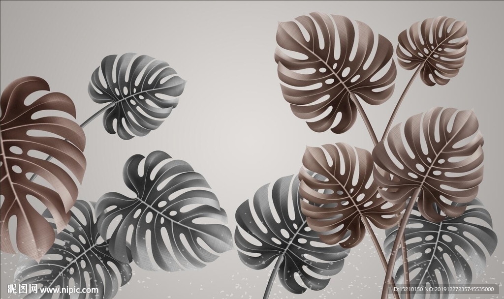 简约树叶电视背景墙