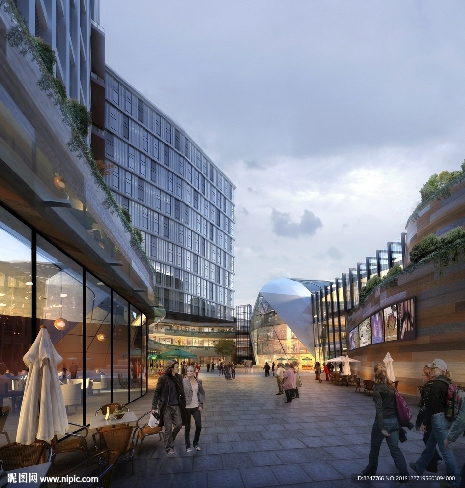 高档商业街景观建筑效果图