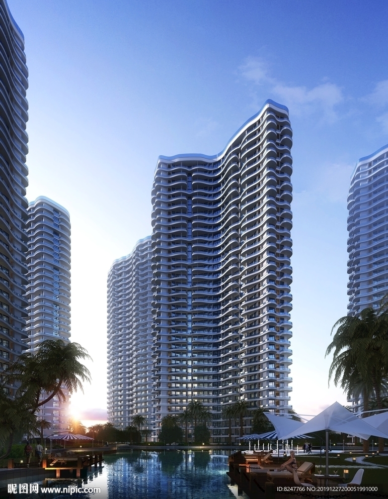 高档住宅区景观建筑效果图