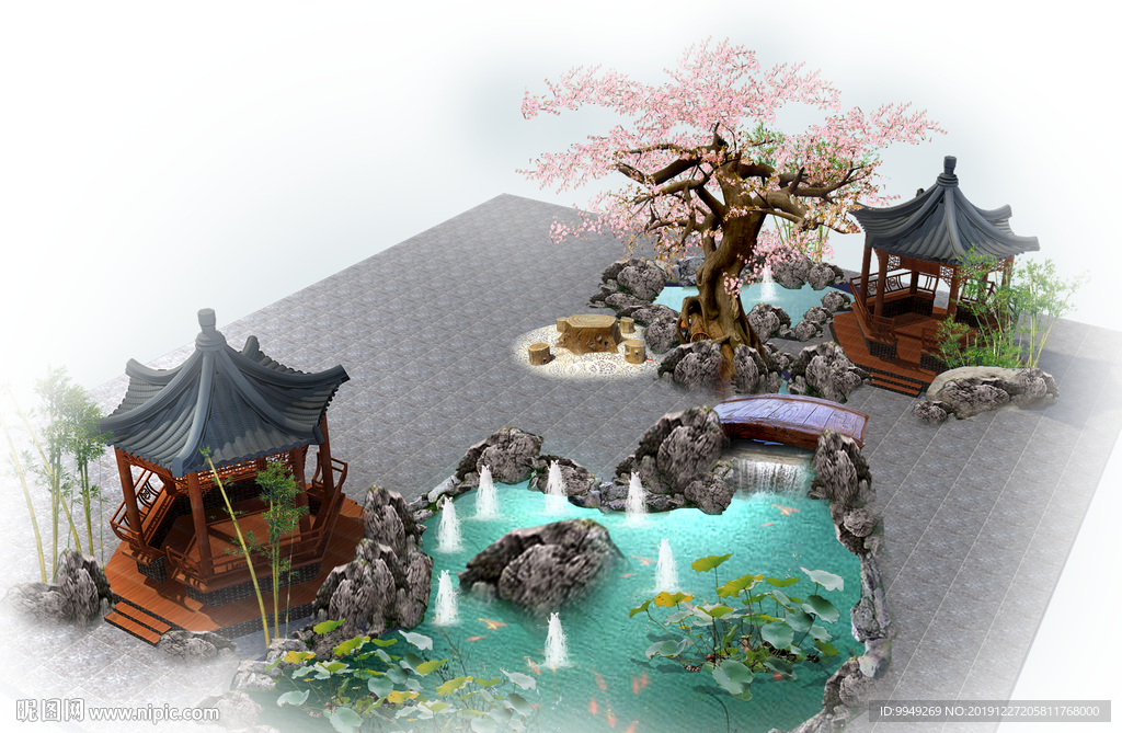 鸟瞰假山流水