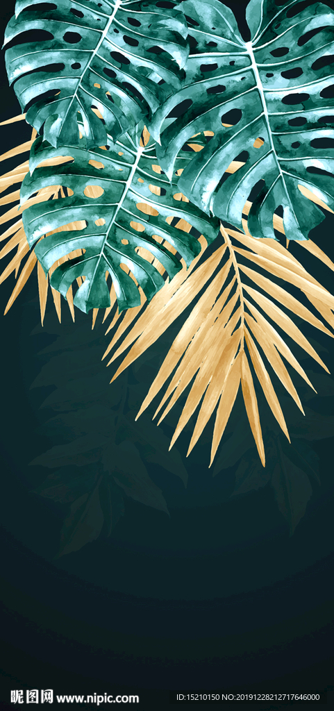 金色树叶玄关背景墙