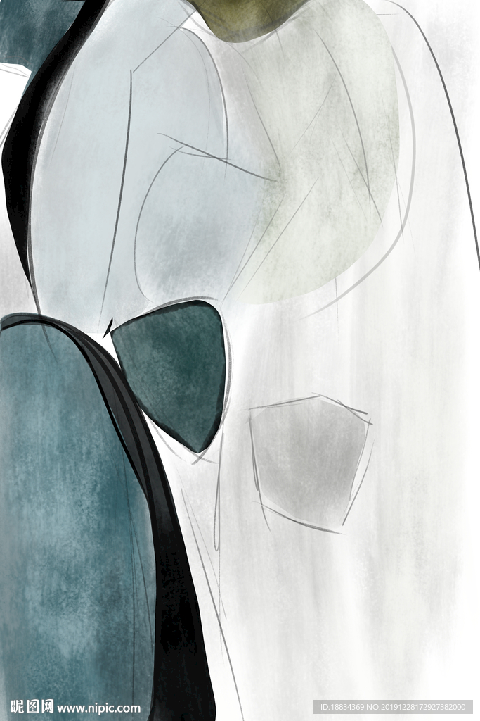 现代简约手绘抽象油画装饰画