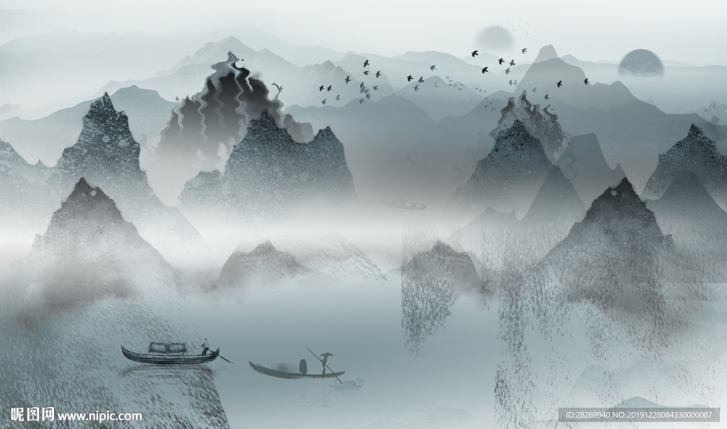 抽象线条山
