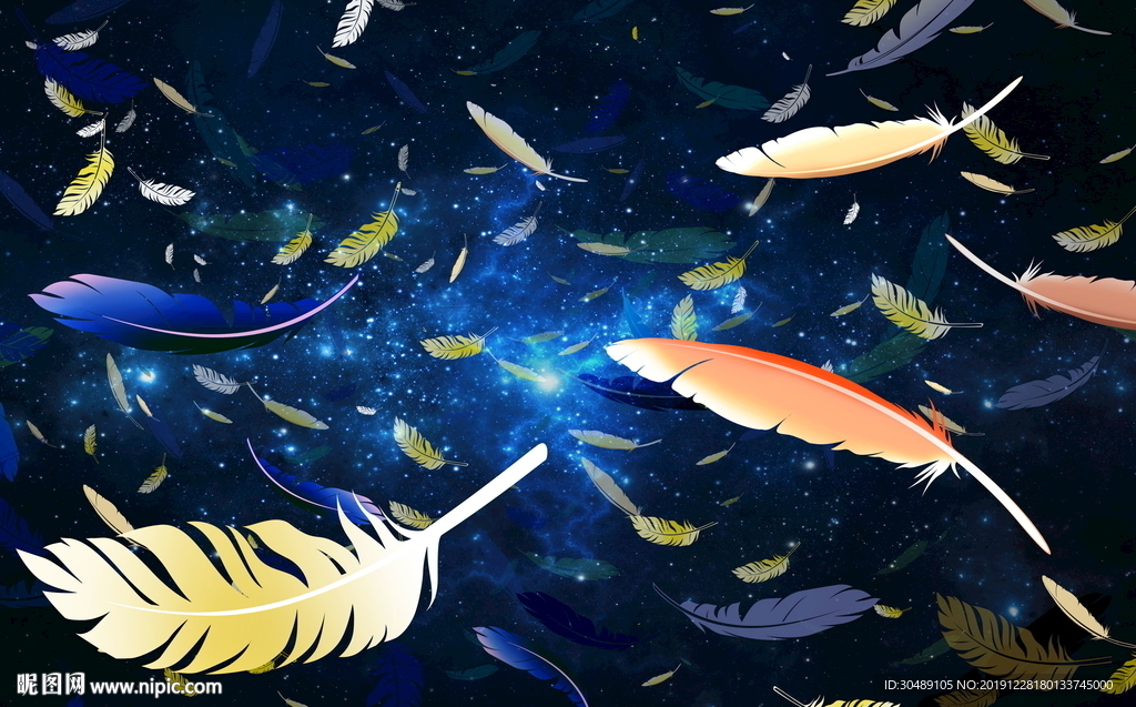 羽毛星空背景墙
