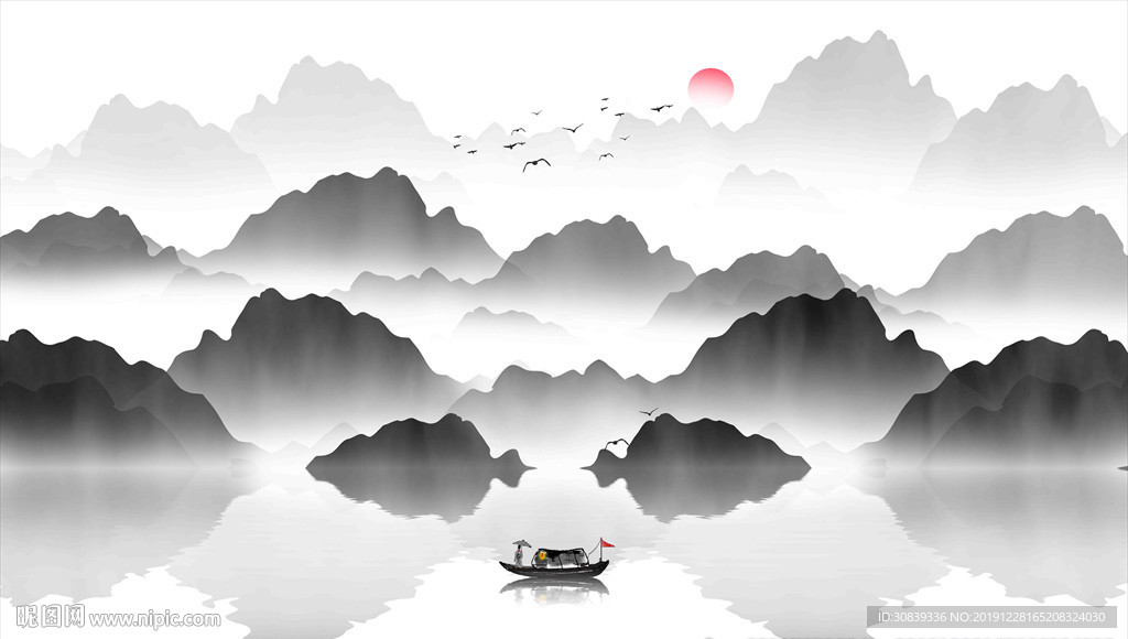 水墨山