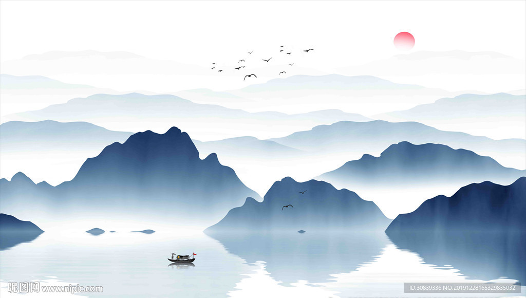 水墨山