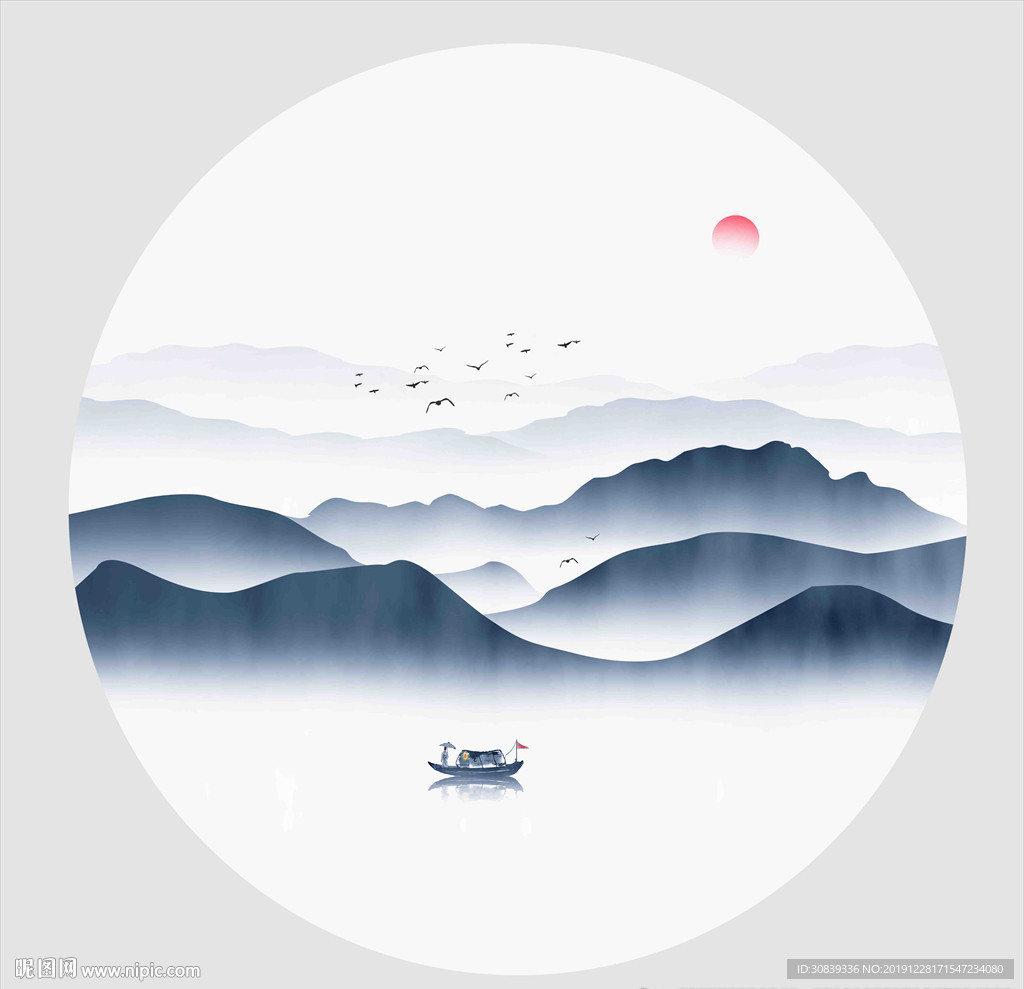水墨圆形